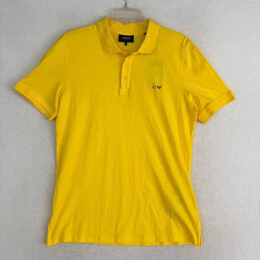 Armani Jeans Polo Shirt Mens L Yellow New 7V6F32 5J46Z Short Sleeve Cotton